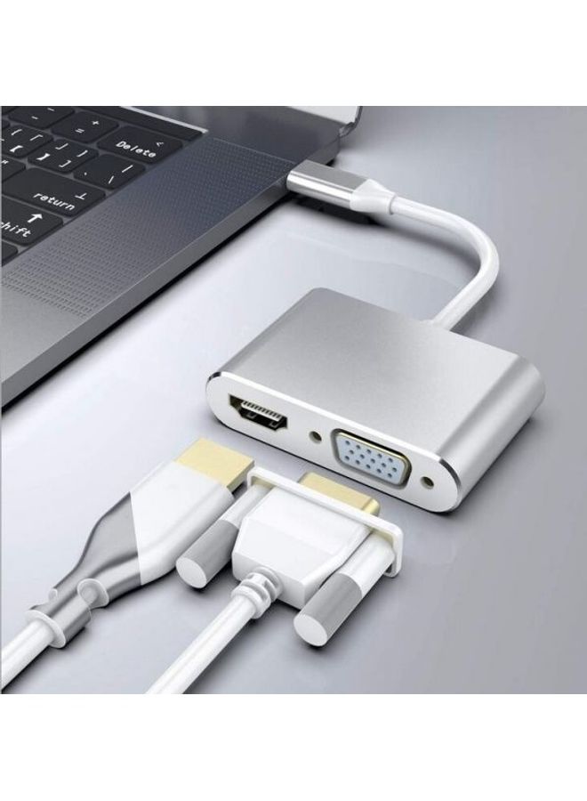 Usb C To Hdmi 4K Vga Adapter, Usb 3.1 Type C To Vga Hdmi Uhd Video Converter For 2018 Ipad Pro/Macbook Pro/Chromebook/Lenovo 900/Dell Xps/Samsung Galaxy S8 S9 Silver  - Image 3