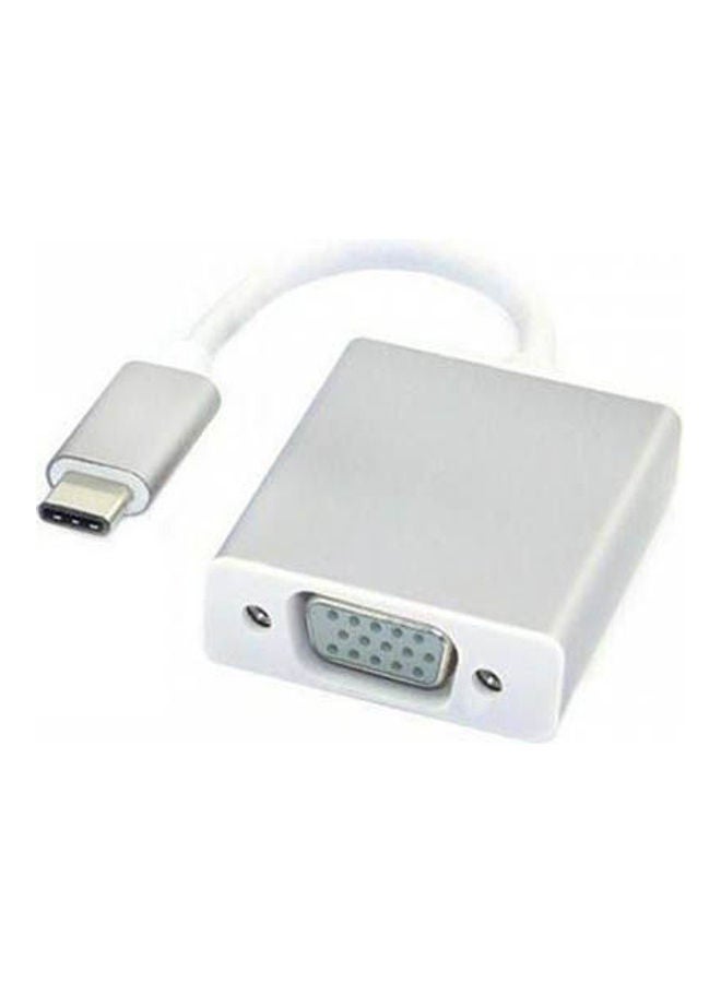 Type C To Vga Adapter Compatible For Apple New Mac Book Silver  - Image 1