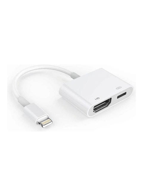 Lightning To Hdmi Adapter 1080P Lightning Digital AV Adapter With Lightning Charging Port Hdmi Sync Screen Connector For Iphone & Ipad White