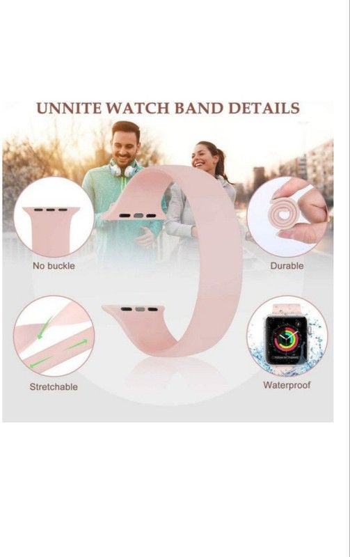 Soft Silicone Solo Loop Band Compatible With Apple Watch (Oxblood , Small ) Sanad Pink