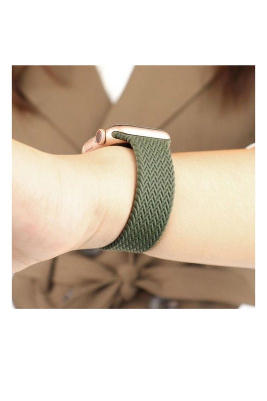 Braided Solo Silicone Loop Strap Band For Apple Watch 1, 2, 3, 4, 5, 6 Se 38/40 Dark Green