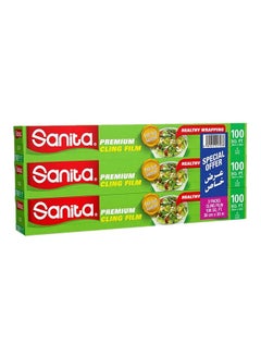 Sanita 3 Piece Premium Cling Film Clear 30cmx30m 