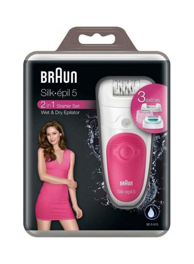 BRAUN - Silk-Epil 5 Wet and Dry Epilator for Women - SE 5513 Fuchia/White - Image 1
