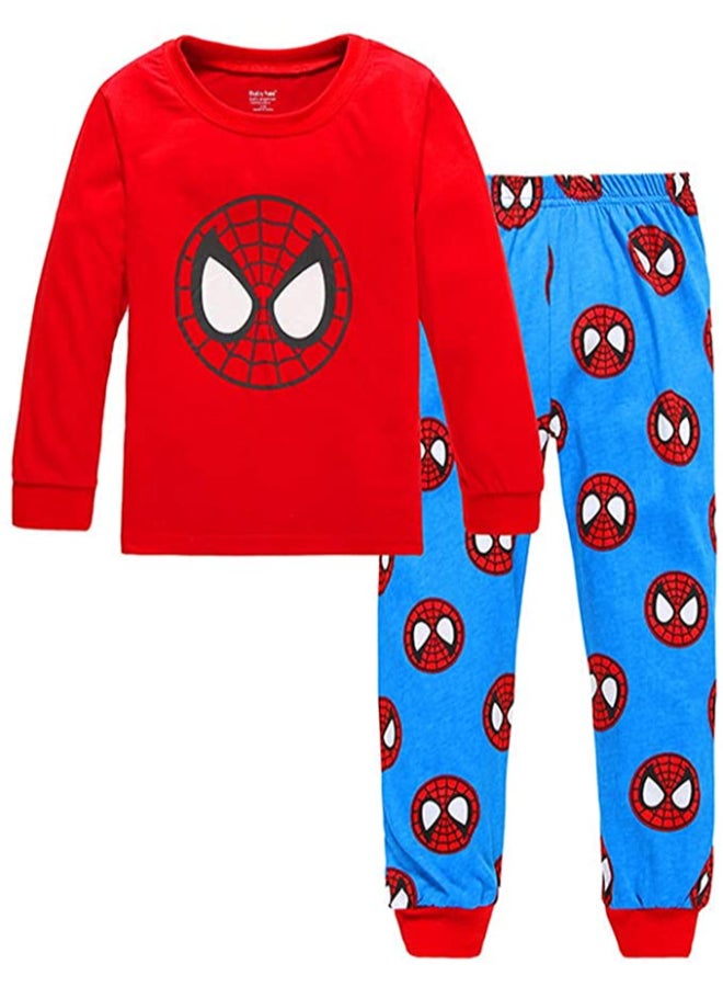 Spiderman Printed Long Sleeve T-Shirt And Pants Set Blue/Red/White