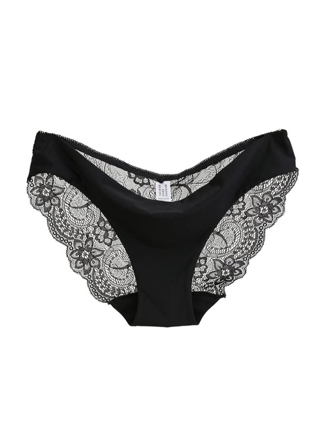 Low Waist Lace Detail Briefs Black 