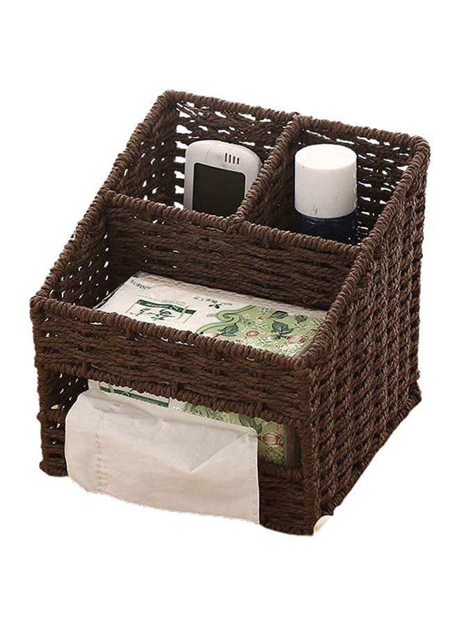 fashionhome Multi Functional Nordic Organizer Storage Box Dark Brown 16.5x16.5x16.5cm - Image 1