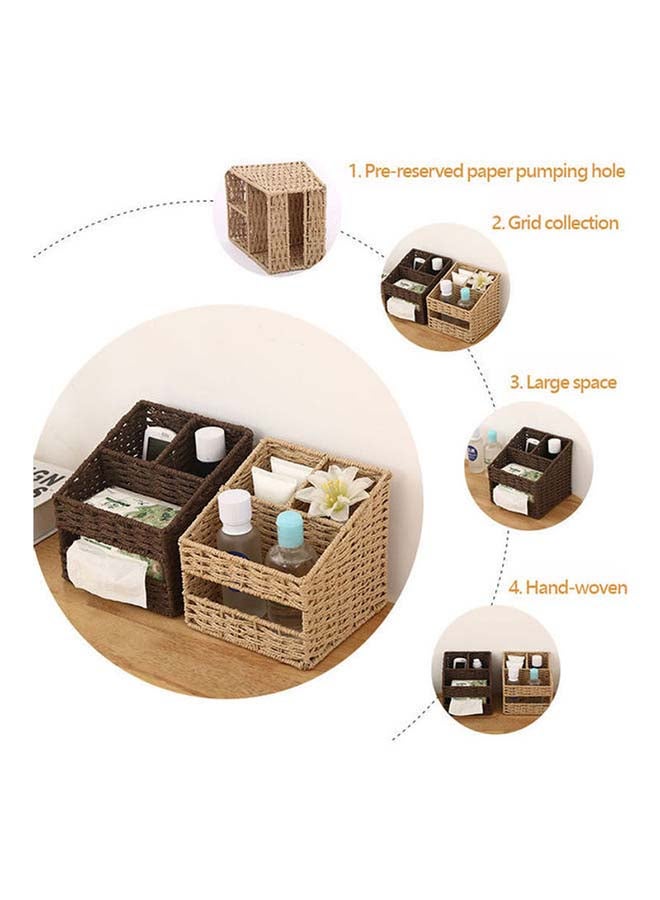 fashionhome Multi Functional Nordic Organizer Storage Box Dark Brown 16.5x16.5x16.5cm - Image 3