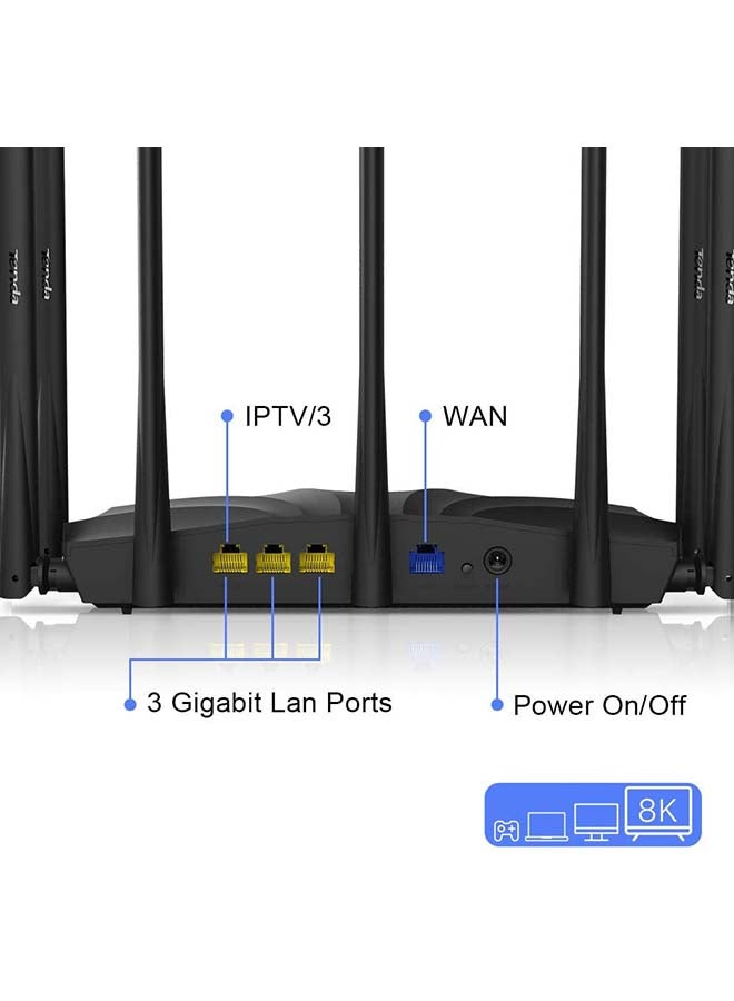 Tenda AC23 AC2100 Smart Dual Band Gigabit WiFi Router Black  - Image 2