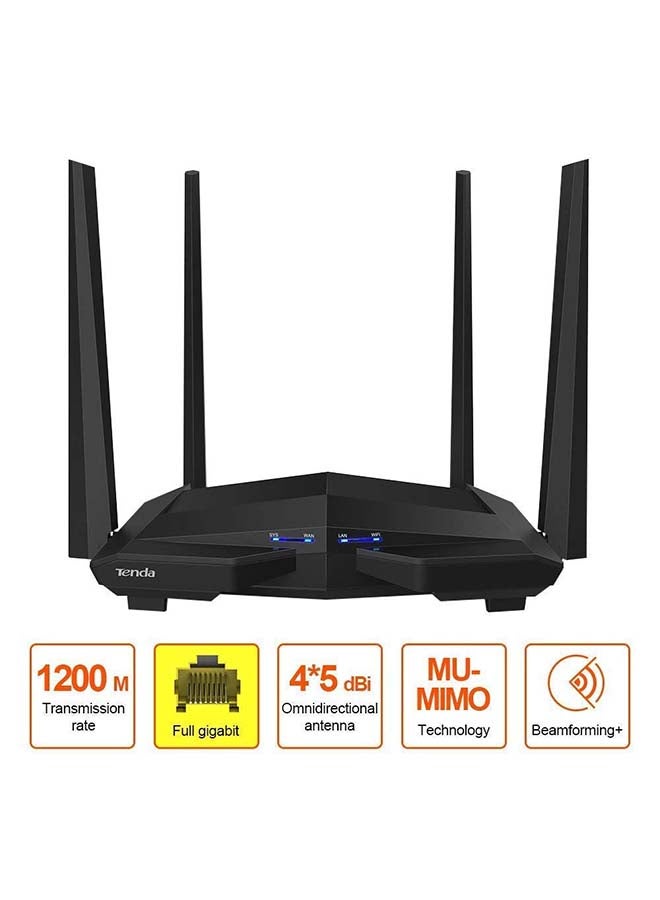Tenda - MU-MIMI Smart Dual Band Gigabit Wifi Router Black - Image 1