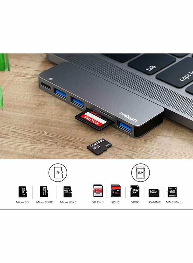 6-In-1 Docking Station Dual USB Type-C HUB Adapter For MacBook Pro And Air Grey/Black