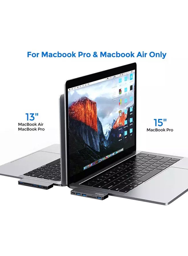 6-In-1 Docking Station Dual USB Type-C HUB Adapter For MacBook Pro And Air Grey/Black