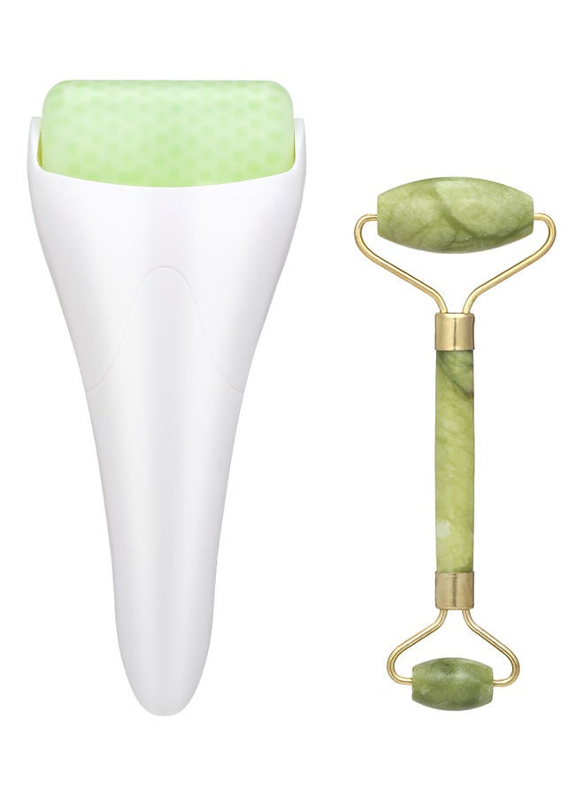 Ice Jade Roller Face Massager Green/White - Image 1