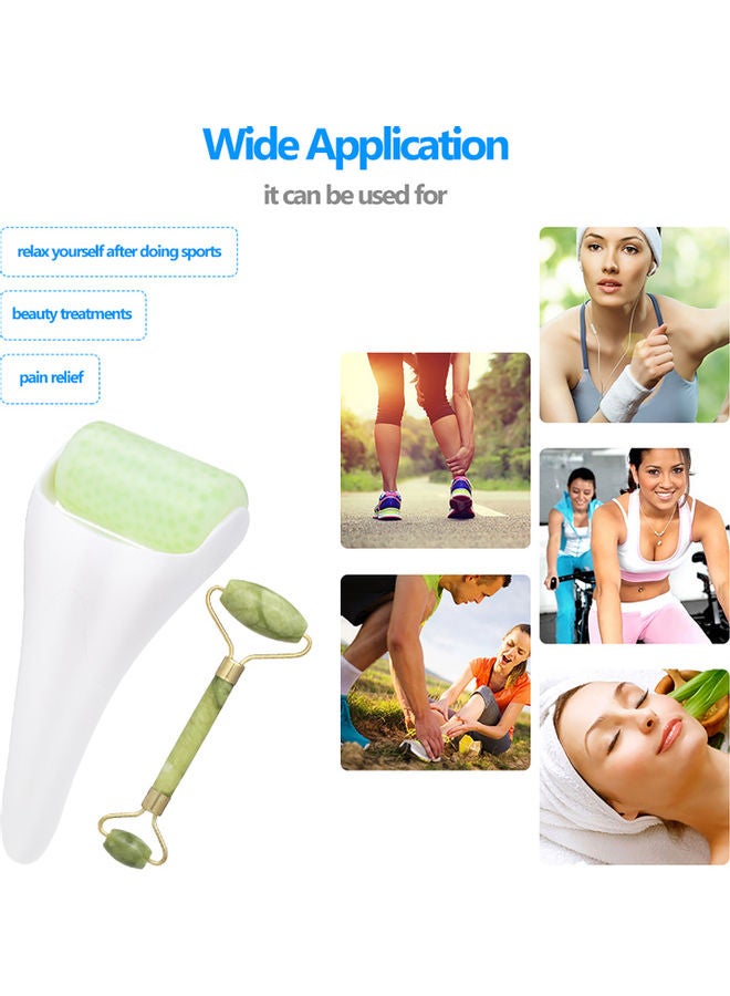 Ice Jade Roller Face Massager Green/White - Image 2