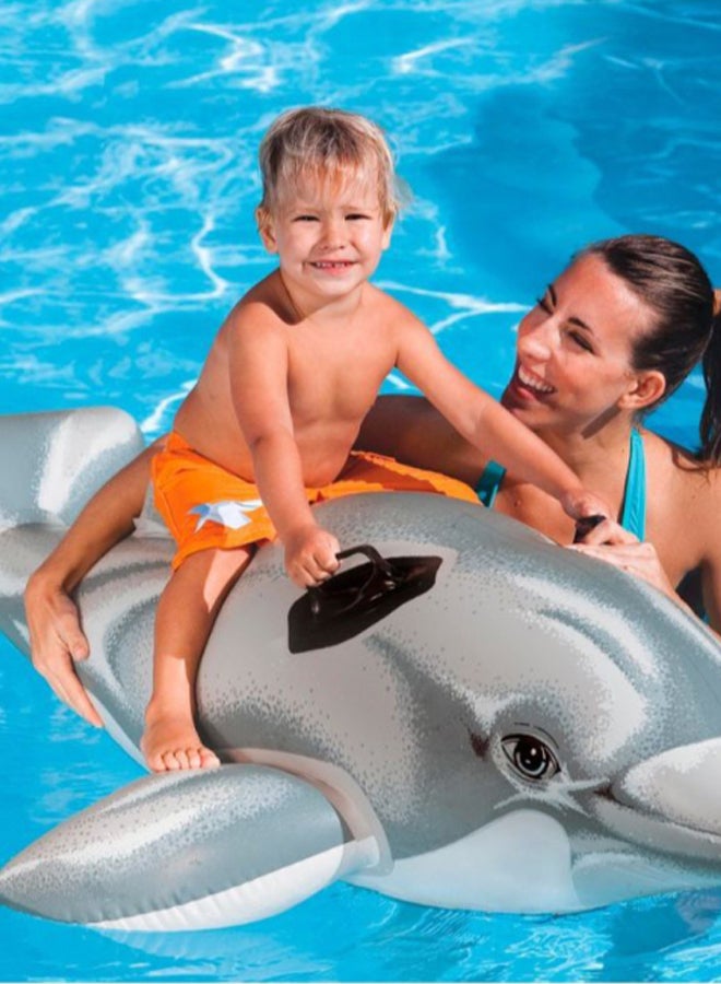 INTEX Inflatable Great Dolphin Ride-On Pool Beach Lake Float Fun Toy For Kids 175x66cm  - Image 3
