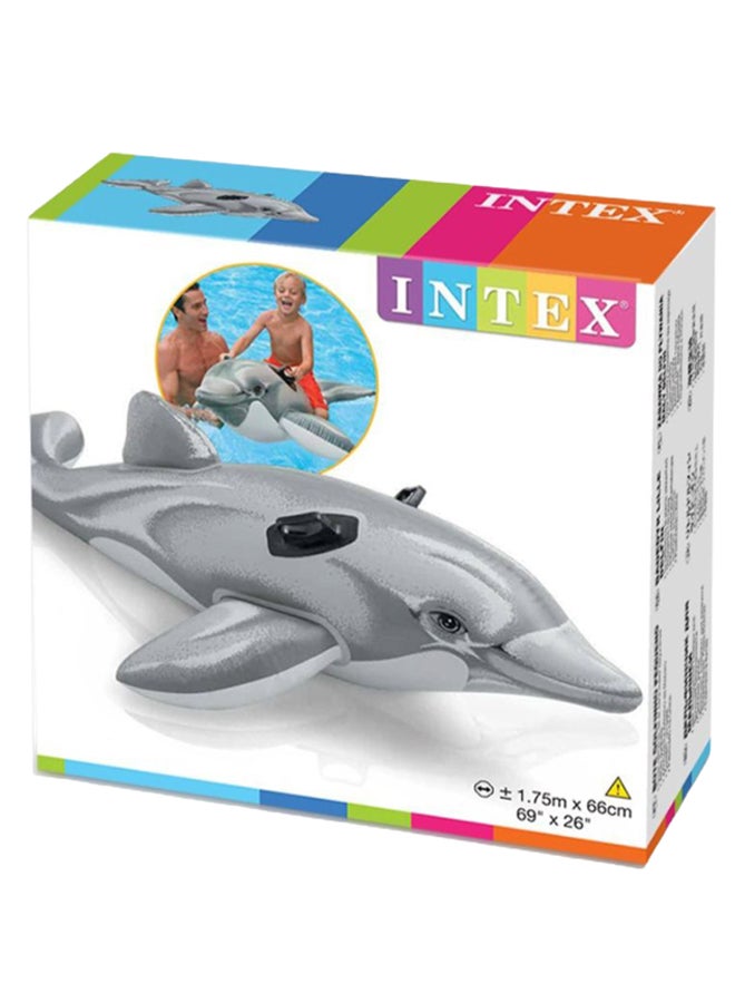 INTEX Inflatable Great Dolphin Ride-On Pool Beach Lake Float Fun Toy For Kids 175x66cm  - Image 2
