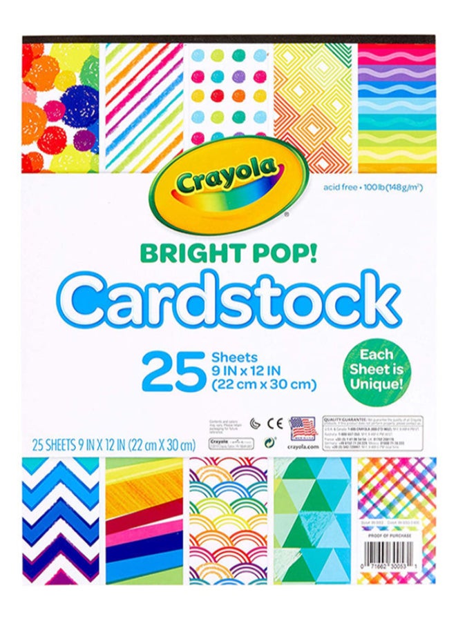 25-Sheet Bright Pop Cardstock Set-Each Sheet Is Unique- Multicolour, For 3+ Years 22.86x0.61x3.05cm - v1614593437/N40854782A_5