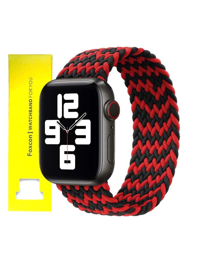 Foxcon - Replacement  Braided Solo Loop Apple Watch Band for 45/44/42 mm Medium Black/Red - Image 1
