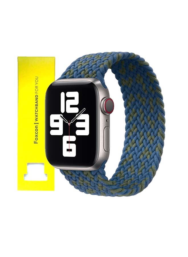 Foxcon - Replacement  Braided Solo Loop Apple Watch Band for 41/40/38 mm Small Blue/Green - Image 1