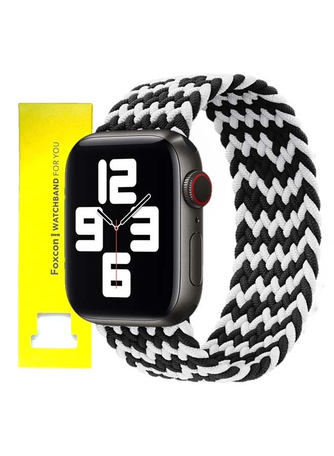 Foxcon - Replacement  Braided Solo Loop Apple Watch Band for 41/40/38mm Black/White - Image 1