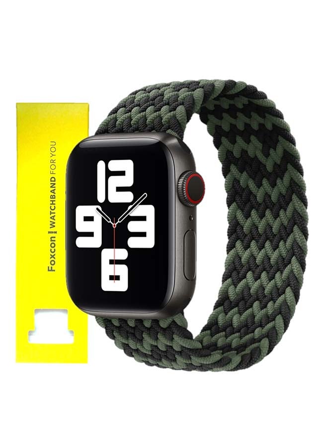 Foxcon - Replacement  Braided Solo Loop Apple Watch Band for 41/40/38 mm Small Black/Green - Image 1