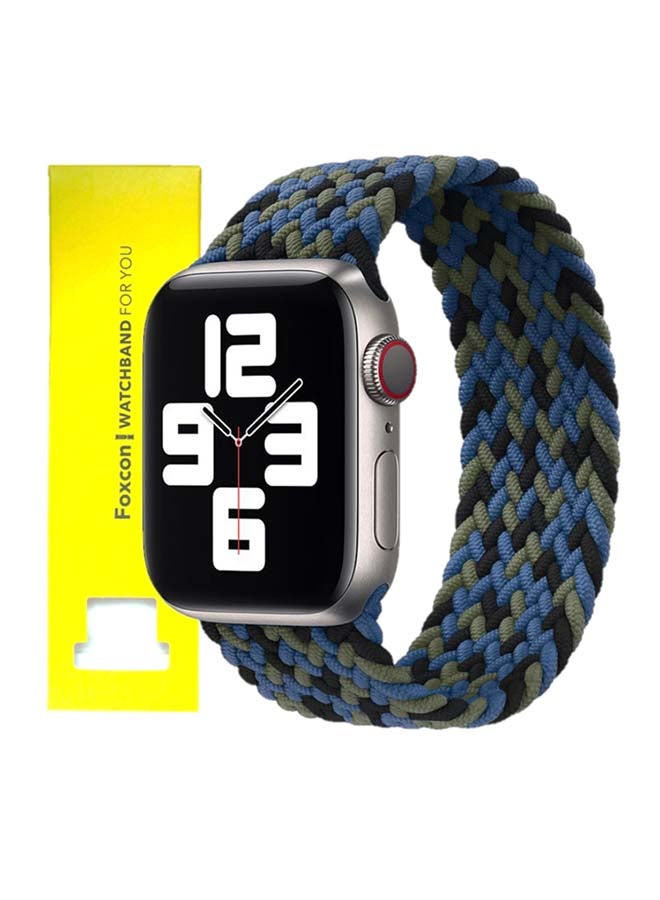 Foxcon - Replacement  Braided Solo Loop Apple Watch Band for 41/40/38 mm Medium Blue Camouflage - Image 1