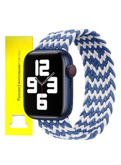 Foxcon Replacement  Braided Solo Loop Apple Watch Band for 41/40/38 mm Medium Blue/White  - Image 2