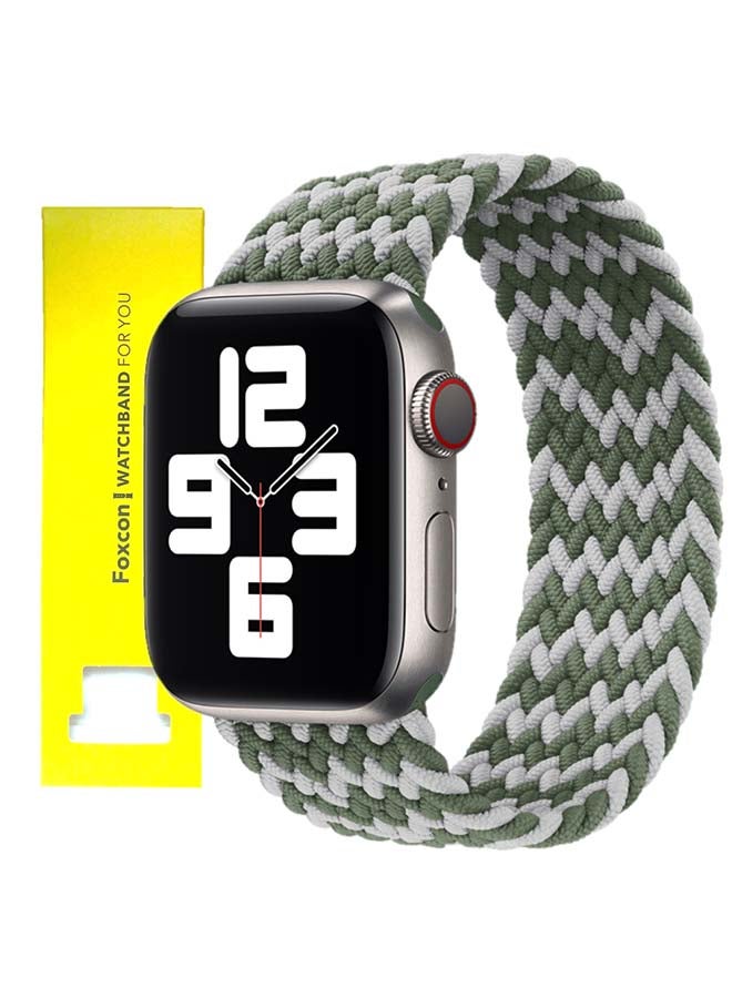 Foxcon - Replacement  Braided Solo Loop Apple Watch Band for 41/40/38 mm Medium Green/Grey - Image 1