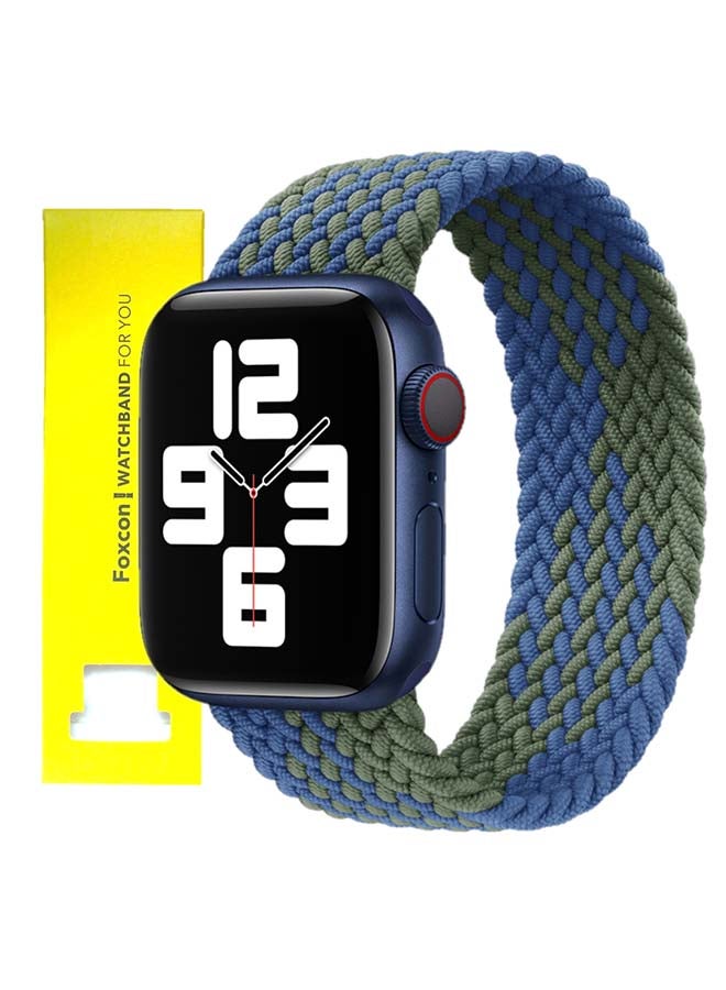 Foxcon - Replacement  Braided Solo Loop Apple Watch Band for 41/40/38 mm Medium Blue/Green - Image 1
