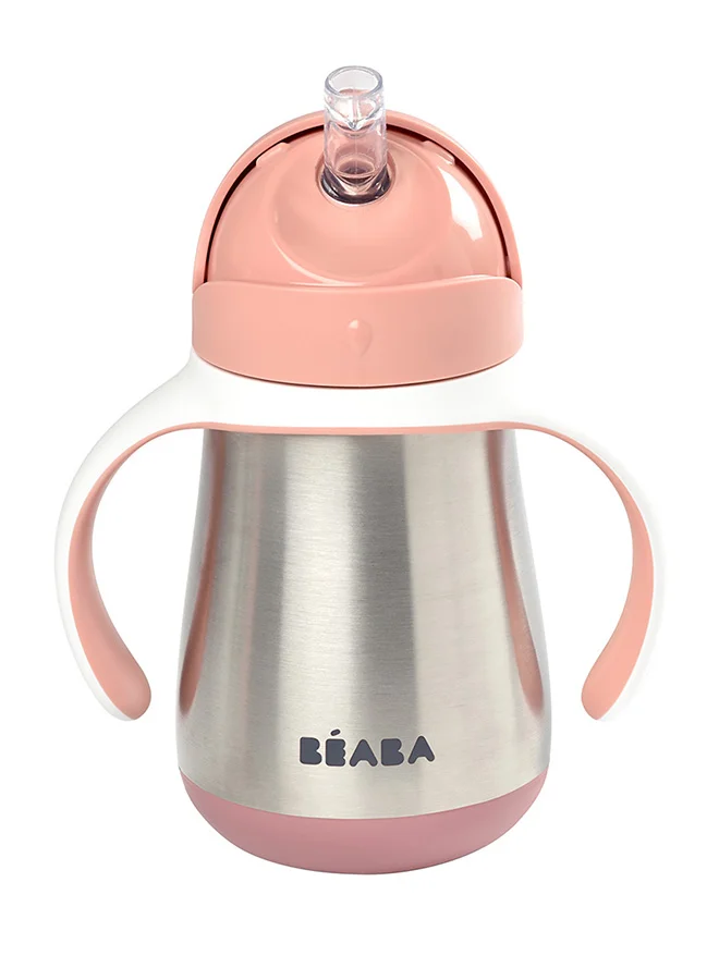 BEABA Stainless Steel Baby Straw Cup 250 Ml , 8M+, Pink