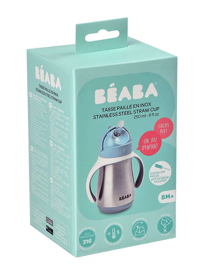 BEABA Learning Cup2 In 1 Baby Bottle Children'S Cup With Straw100% Leak Proofeasy To Open Removable Handles - Tritan And Silicone 250 Ml - Blue - Image 2