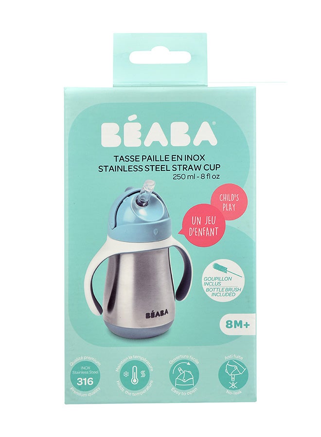 BEABA Learning Cup2 In 1 Baby Bottle Children'S Cup With Straw100% Leak Proofeasy To Open Removable Handles - Tritan And Silicone 250 Ml - Blue - Image 3