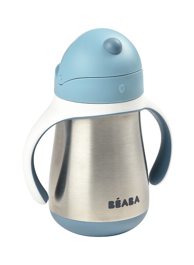 BEABA Learning Cup2 In 1 Baby Bottle Children'S Cup With Straw100% Leak Proofeasy To Open Removable Handles - Tritan And Silicone 250 Ml - Blue - Image 1