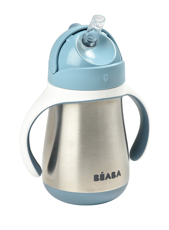 BEABA Learning Cup2 In 1 Baby Bottle Children'S Cup With Straw100% Leak Proofeasy To Open Removable Handles - Tritan And Silicone 250 Ml - Blue - Image 5