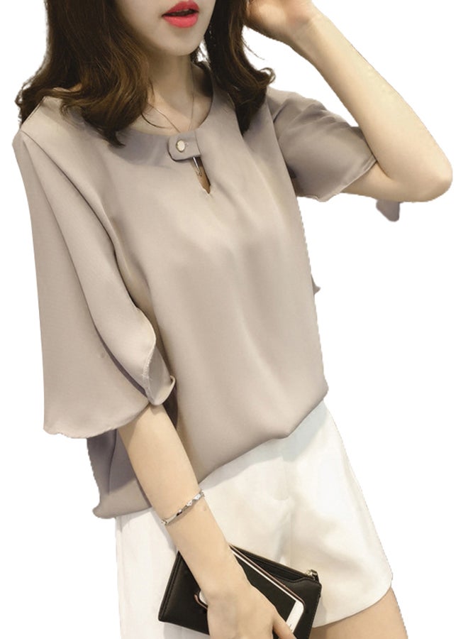 Summer Chiffon Loose Short Sleeve Top Grey - Image 1