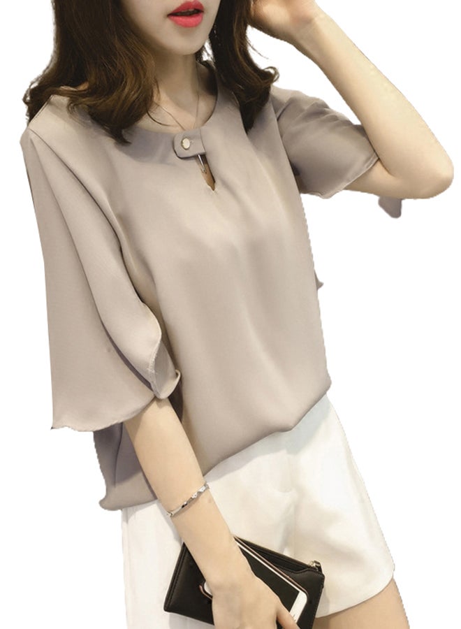 Summer Chiffon Loose Short Sleeve Top Grey - Image 1