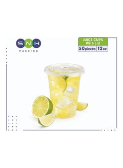 50-Piece Disposable Plastic Juice Cup With Lid 12oz Clear - v1614597159/N44175649A_2