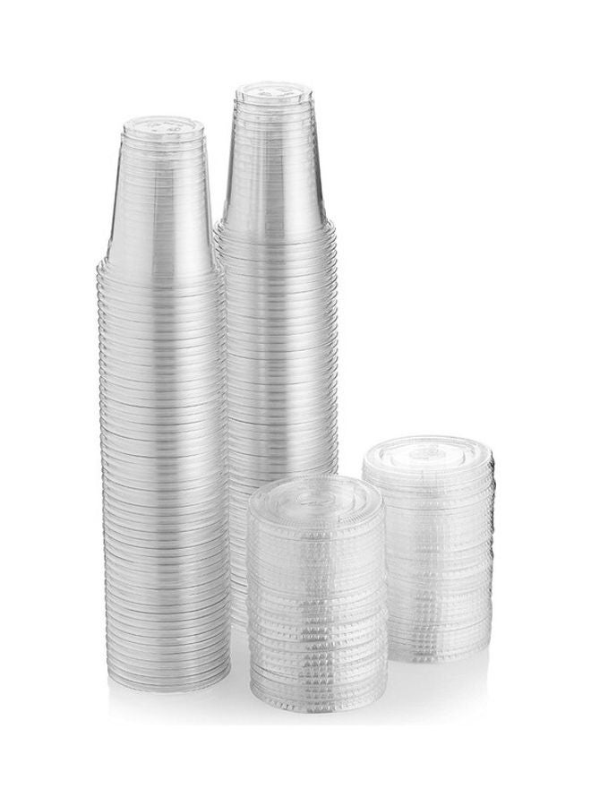 SNH Packing - 50-Piece Disposable Plastic Juice Cup With Lid 12oz Clear - Image 1