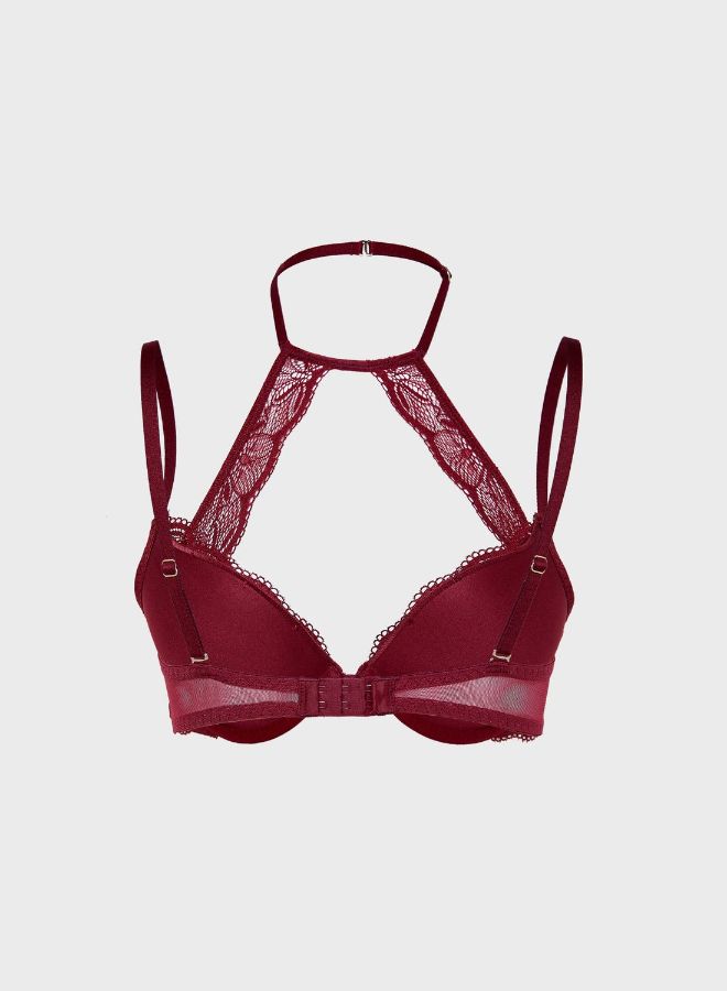 La Senza - Lace Detail Halter Bra Red - Image 1