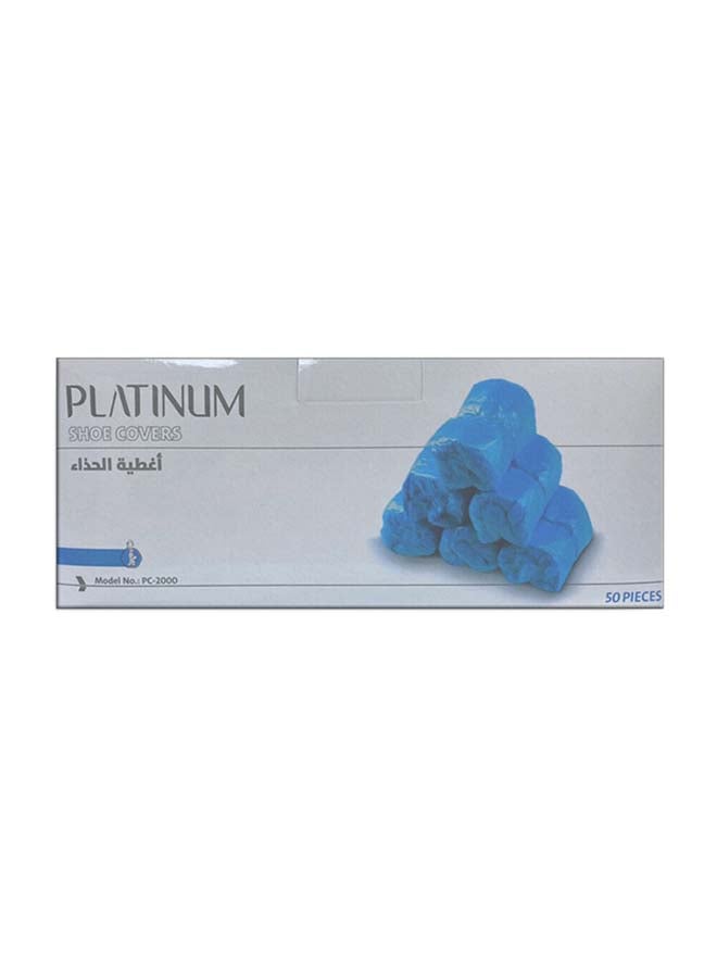 Platinum 50-Piece Disposable Plastic Shoe Cover Blue  - Image 2