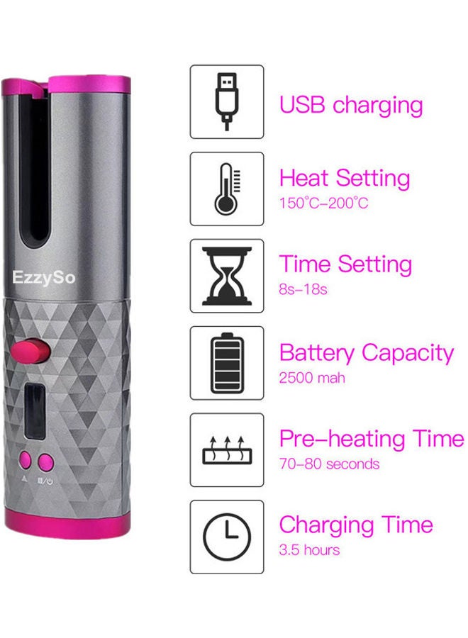 EzzySo Portable Wireless Automatic Hair Curler Black 250grams - Image 3