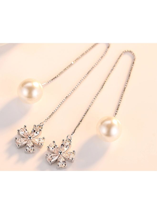 J&J - Japanese and Korean Version Of The Elegant Pearl Long Earrings - Image 1