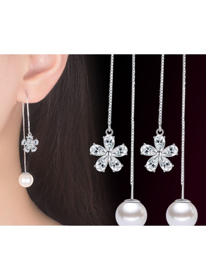 J&J - Japanese and Korean Version Of The Elegant Pearl Long Earrings - Image 1