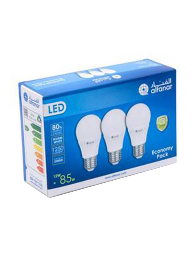 AL FANAR 3-Piece LED Bulb Promo Pack  12 Watts Warm White 6cm  - Image 3