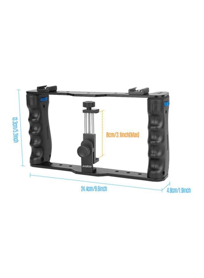 ANDOER Professional Dual Smartphone Bracket Holder Black/Silver  - Image 2