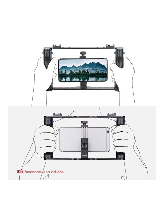 ANDOER Professional Dual Smartphone Bracket Holder Black/Silver  - Image 5