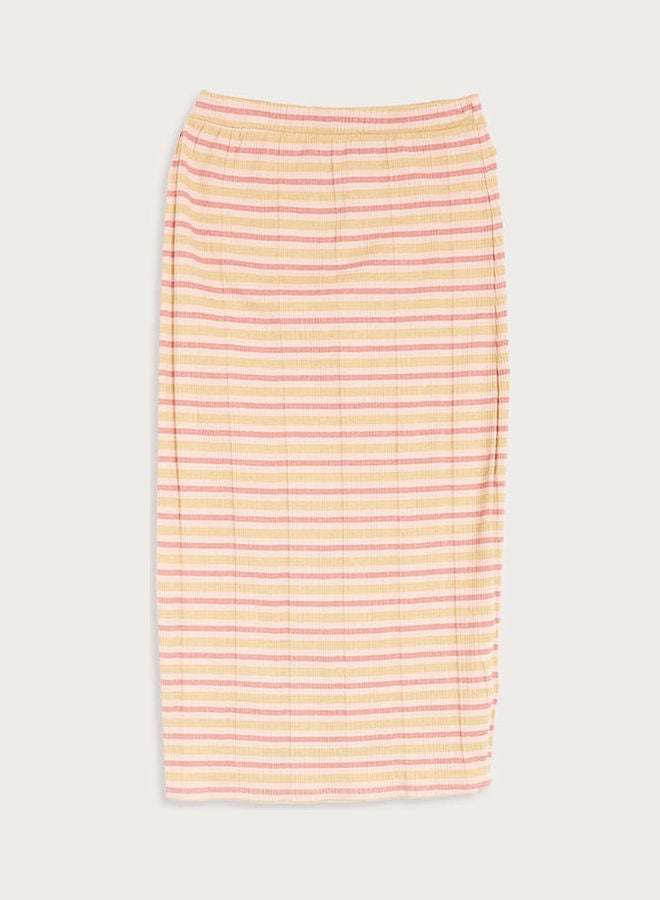 RINA Striped Pattern Midi Skirt Pink/Yellow  - Image 4