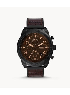 FOSSIL Men's Bronson Round Shape Leather Band Chronograph Wrist Watch FS5713 - 50 mm -Brown  - Image 1