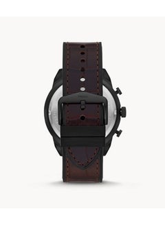 FOSSIL Men's Bronson Round Shape Leather Band Chronograph Wrist Watch FS5713 - 50 mm -Brown  - Image 2
