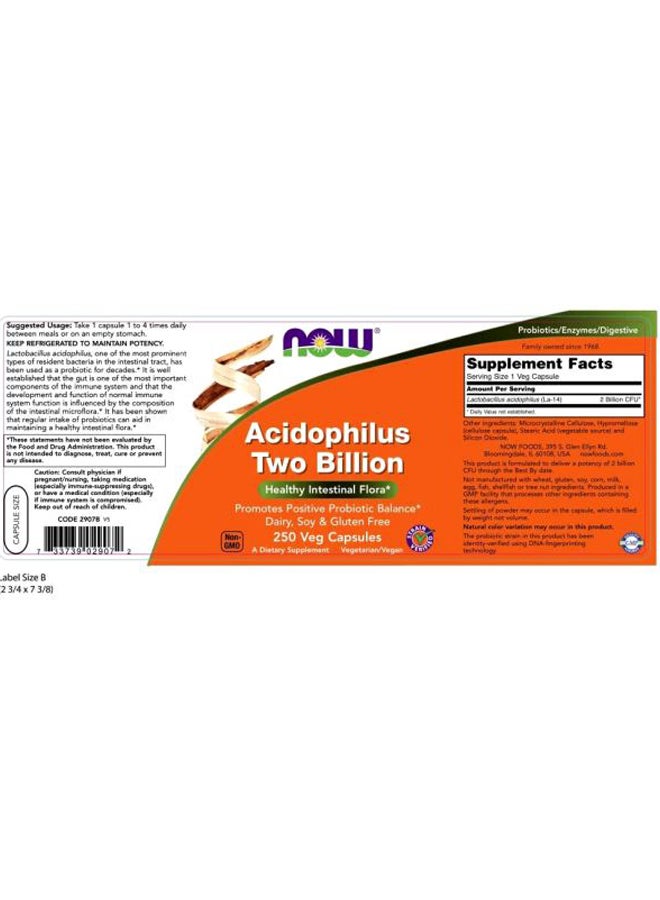 Now Foods Acidophilus Two Billion - 250 Capsules - Image 3