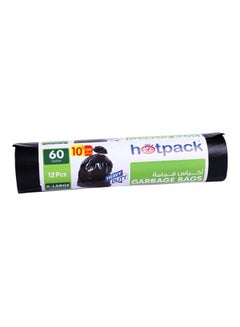 Hotpack 12-Piece Heavy Duty Garbage Roll X-Large 60 Gallon Black 95x120cm  - Image 2